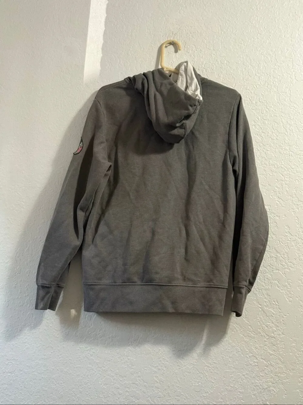 The North Face American Flag USA Hoodie Men's Sz S Gray W Embroidered Logo